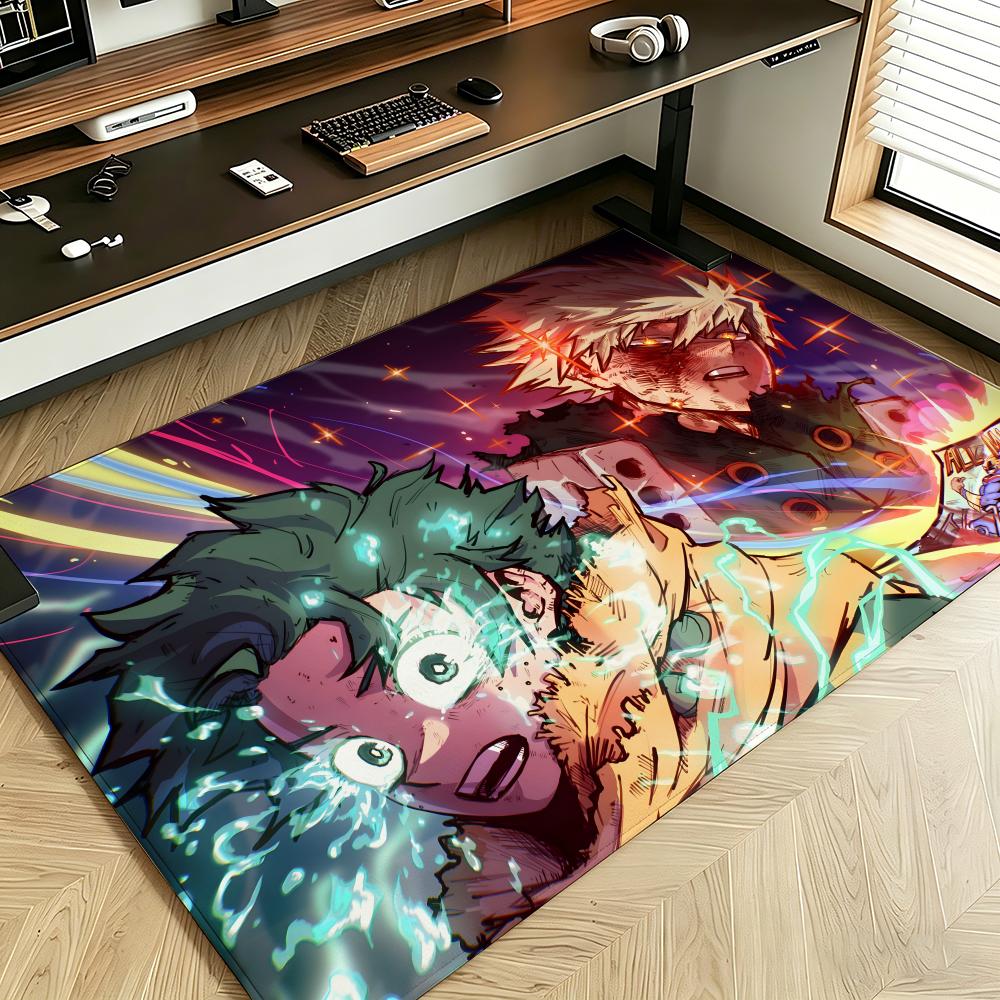 anime M-My Hero A-Academia Floor Mat Soft Flannel Floor Mat Suitable for Entryways, Living Rooms, Bedrooms, and Bathrooms