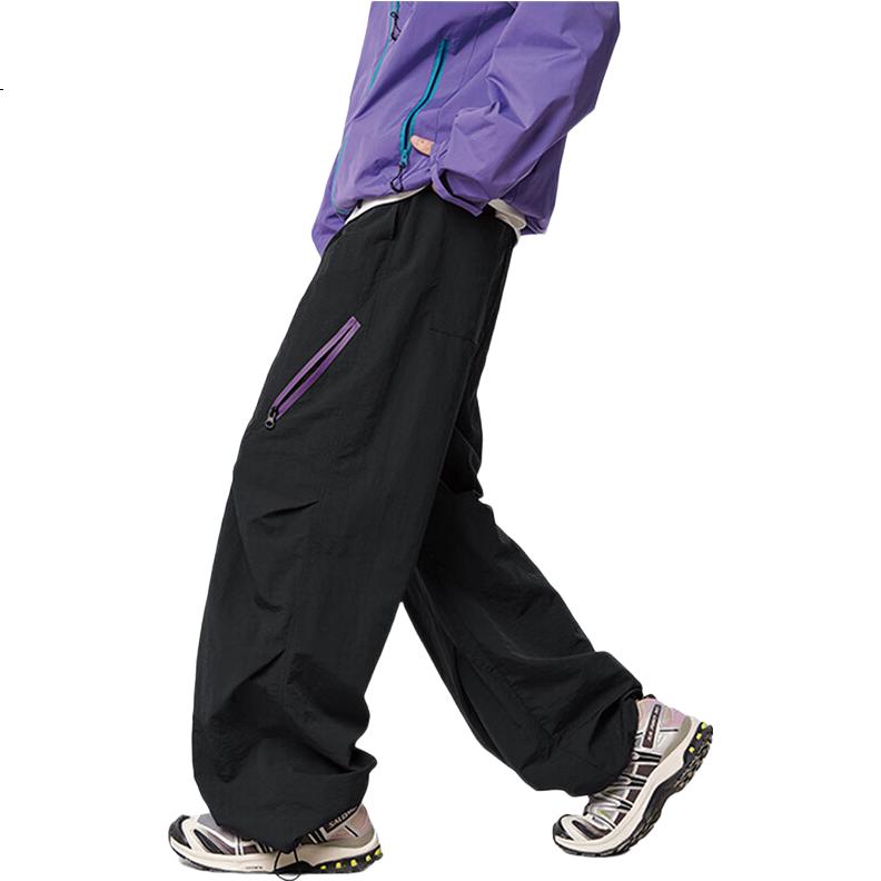 IZEXX Outdoor Water-Repellent Casual Pants for Men, Spring Hiking Paratrooper Straight-Leg Cargo Versatile Trousers ZK07 Black 2XL