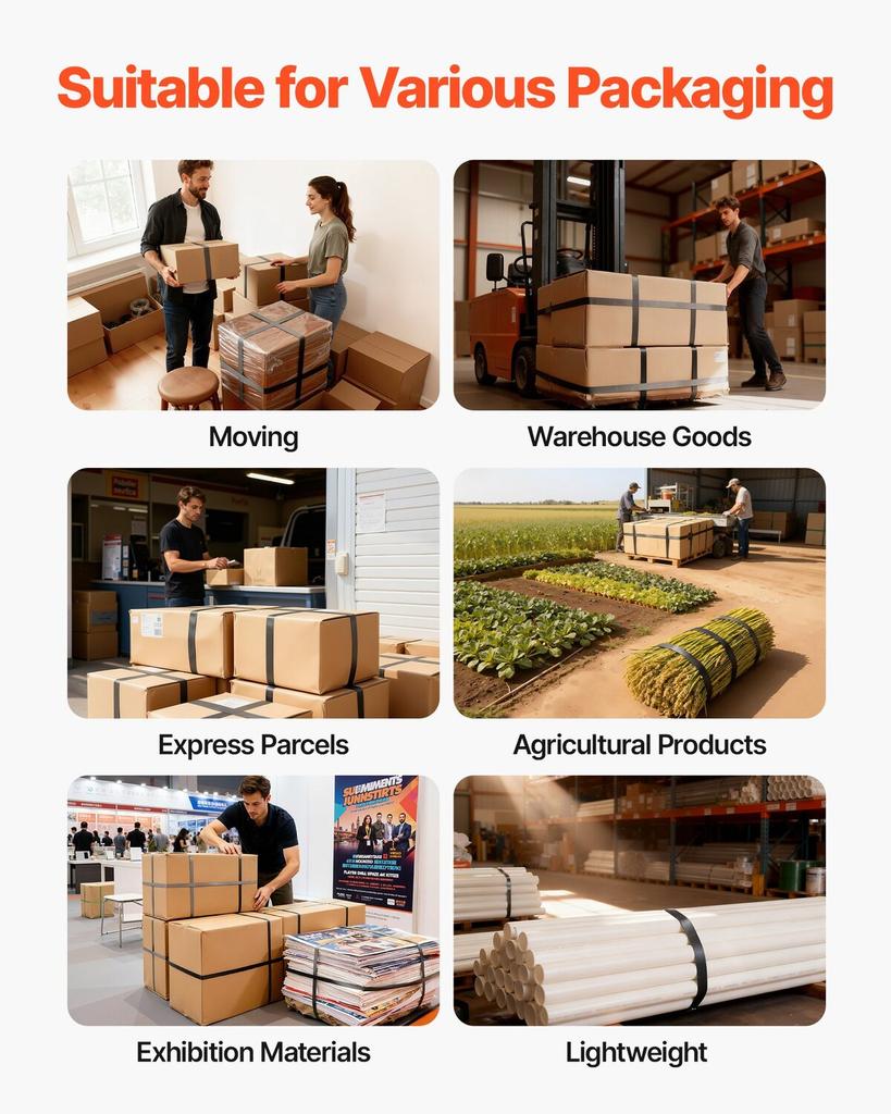 Banding Strapping Kit, Heavy Duty Banding Sealer Tool with 610 m PET Band, 600 Metal Seals, 200 Corner Protectors, Plastic Pallet Packaging Strapping