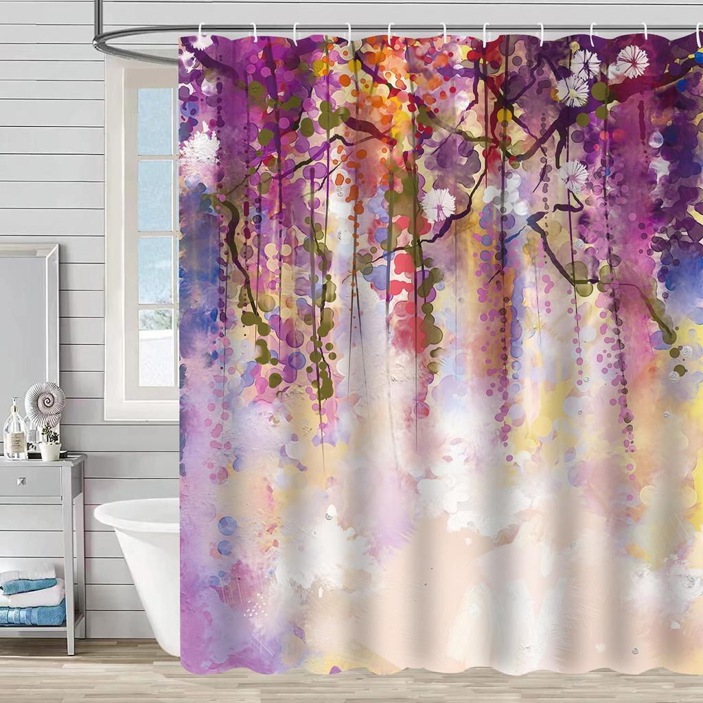 Водонепроницаемая и устойчивая к плесени душевая штора с 3D цифровой печатью, с принтом растений и камней, перегородка для душа и ванной