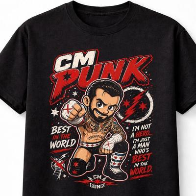 CM Punk Лучший в мире Графическая футболка Борьба Чикаго Взрослые Дети