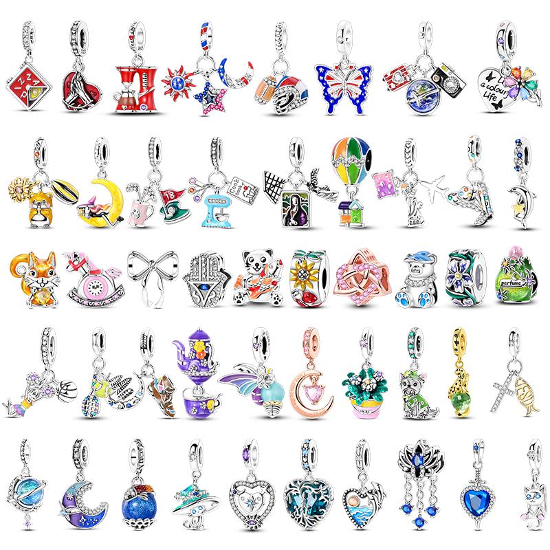 Медные Подвески Оригинальный Дизайн Синие Глаза Циркон Кот Собака Бусина Сердце Подвеска Для Браслета Своими Руками Для Женщин Свадебные Украшения Подарок