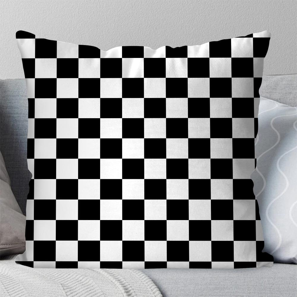 Checkerboard Grid Pillow Case Square Pillow Bedroom Sofa Leisure Comfort Cushion Car Living Room Home Decoration 40X40