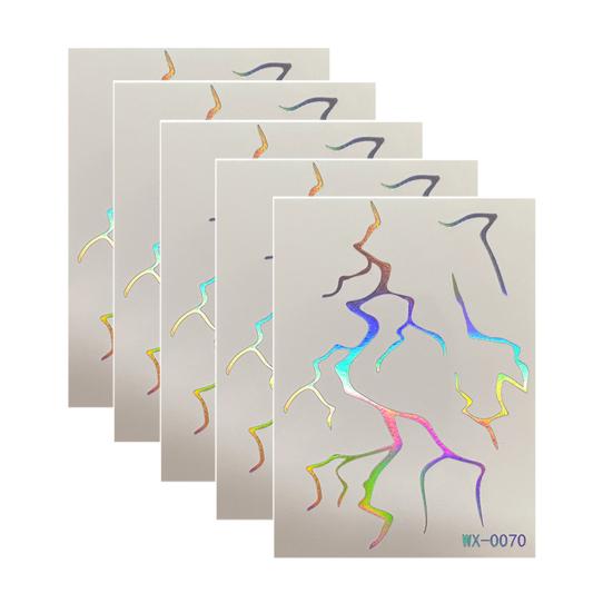 jijijing 5 Sheets Holographic Lightning Tattoos, Waterproof Flash Temporary Stickers, Full Color Body Art for Festival Party