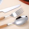 Деревянная ручка нержавеющая сталь нож и вилка ложка Западная еда нож для стейка 304 нержавеющая сталь столовые приборы ложка вилка для фруктов десерта