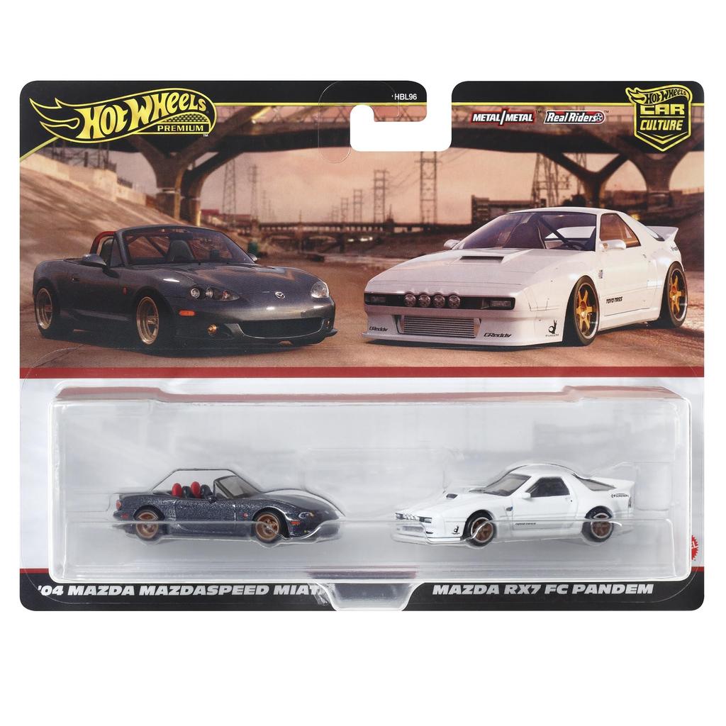 Hot Wheels Premium 2 Pack Mazda RX7 FC Pandem Mazda Mazdaspeed Miata Years Old and HRR75 / '04 [Mini Car] [3 Up]