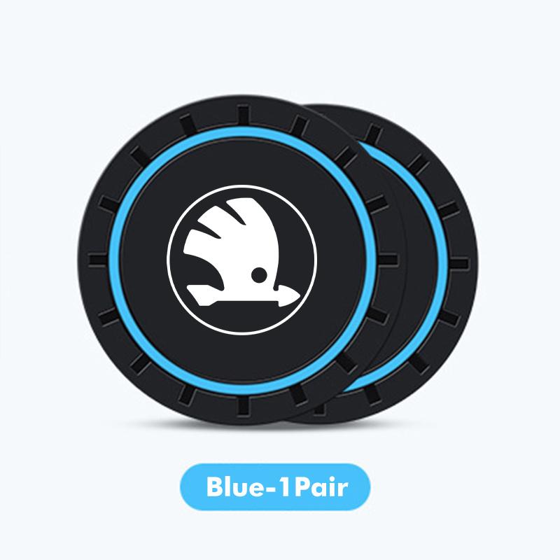 BYCP2 PVC Car Coaster Water Cup Bottle Holder Mat Anti-Slip Pad Auto Accessories For Skoda octavia a5 a4 mk1 2 fabia superb rapid mk3