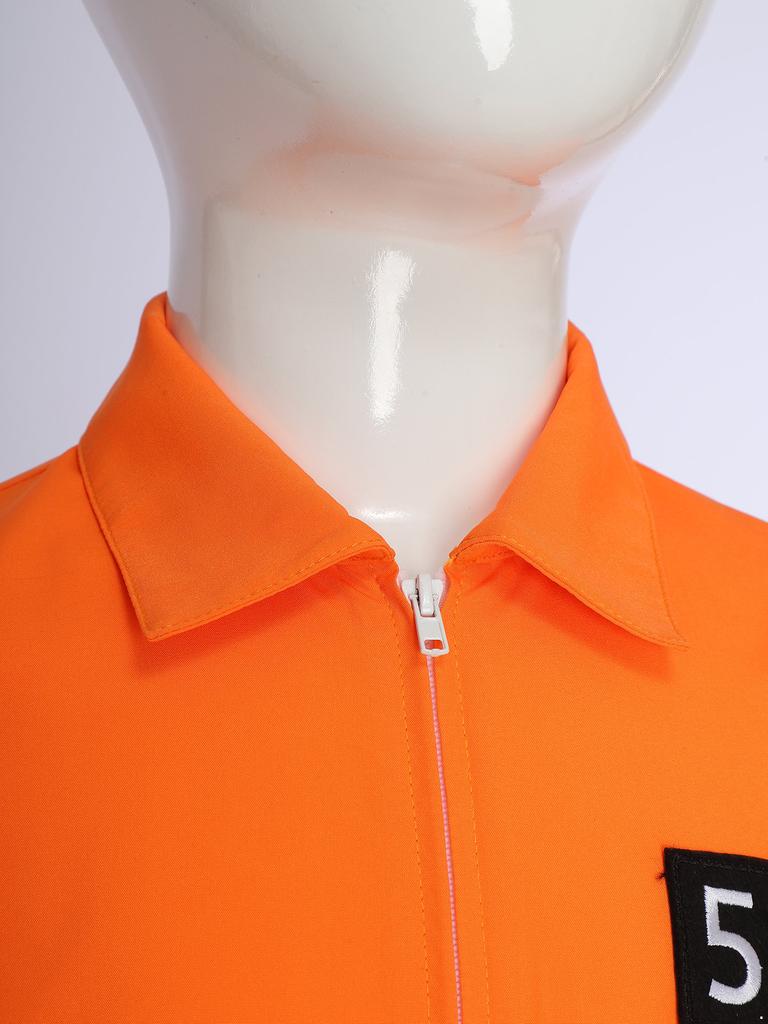 Мальчики Девочки Костюм Косплей Заключенного Хэллоуин Оранжевый Комбинезон Заключенного Цельный Костюм Комбинезон Тюремная Униформа