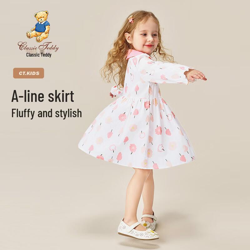 Classic Teddy Girls' Floral Princess Cotton Dress