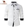 Spring Autumn Embroidery New Fashion Men's Wear High Quality Cotton Men's Color Block Business Slim Fit Casual Shirt Long Sleeved Shirt