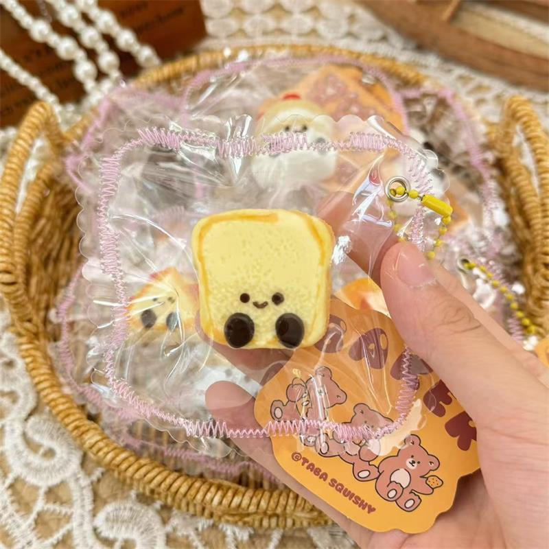 Милая Имитация Еды Тост Бургеры Торт Игрушка для Сжимания Силиконовая Игрушка для Снятия Стресса Веселая Декомпрессионная Игрушка Медленного Восстановления Брелок Подарки