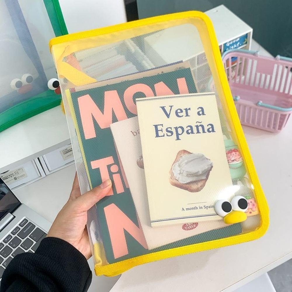 Прозрачная сумка-органайзер для хранения, полипропиленовые пакеты для файлов, милый держатель для канцелярских товаров