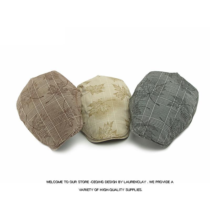 Весенняя шляпа Осенний берет Британская винтажная шляпа художника Печатная клетчатая кепка с козырьком для мужчин