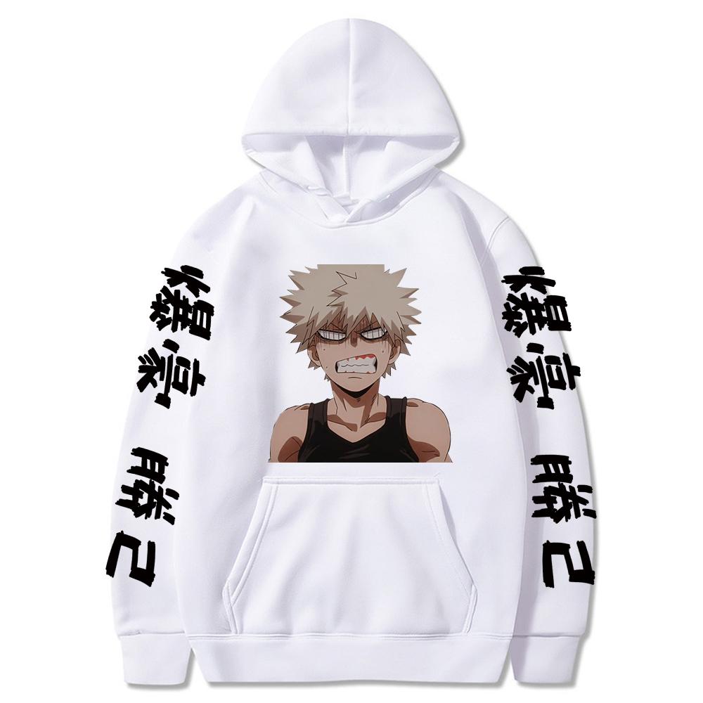 Япония Аниме Моя геройская академия Бакугоу Катсуки Принт с капюшоном Мужские и женские толстовки с капюшоном Большие размеры Уличная одежда Харадзюку Унисекс Толстовка