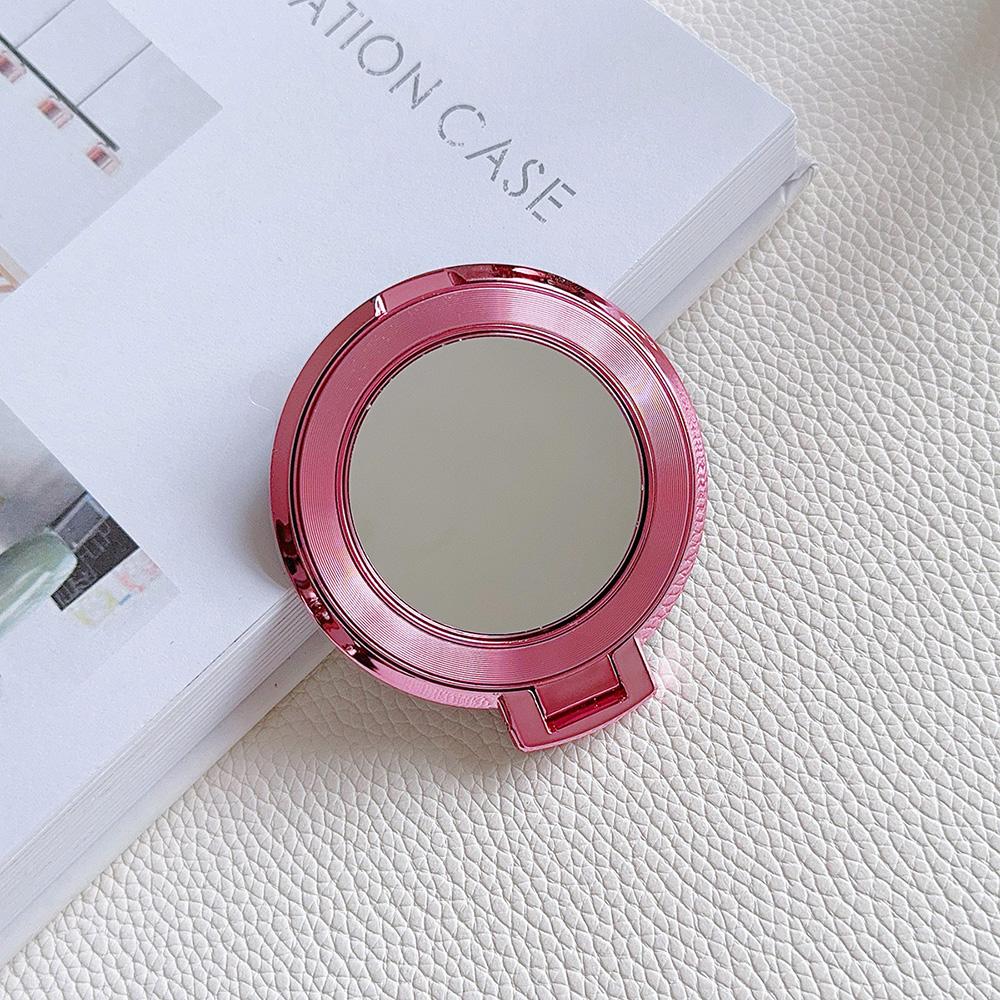 Магнитный держатель для мобильного телефона с гальваническим покрытием цвета конфет, складной, с защитой от падения, с металлическим кольцом, пряжкой, липкой наклейкой на заднюю панель, зеркальцем для макияжа