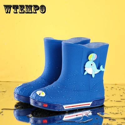 Нескользящие резиновые сапоги Four Seasons для мальчиков и девочек, водонепроницаемая обувь, резиновые сапоги средней длины, детские студенческие обычные резиновые бахилы