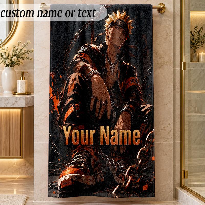 Beach TowelNaruto Custom Name Text Personalized Soft Towel for Beach Pool Indoor Home Decor Gift