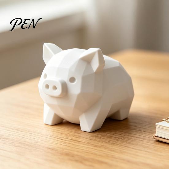 Поделка своими руками для детей и взрослых, 3D-печатная фигурка поросенка, Геометрическая низкополигональная статуэтка свинки, Прочная уникальная фигурка из PLA, Современное искусство, Настольное украшение