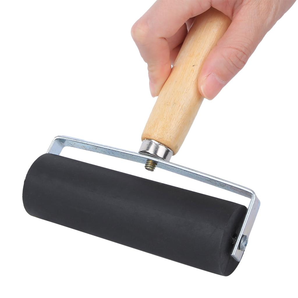 Резиновый печатный валик черный съемная деревянная ручка печать художественные принадлежности для поделок L