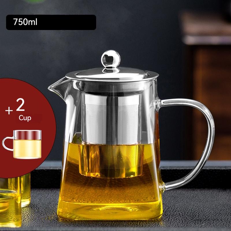 Чайник Kungfu Tea Pu 'er Чайный сервиз Чайная церемония Удобный офисный квадратный стеклянный цветочный чайник