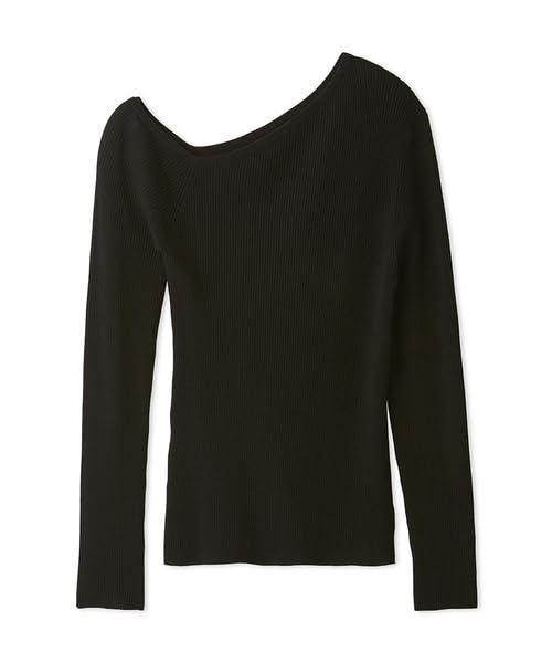 FRAY Asymmetrical Rib Knit FWNT244157 Black I.D. Décolleté Women's