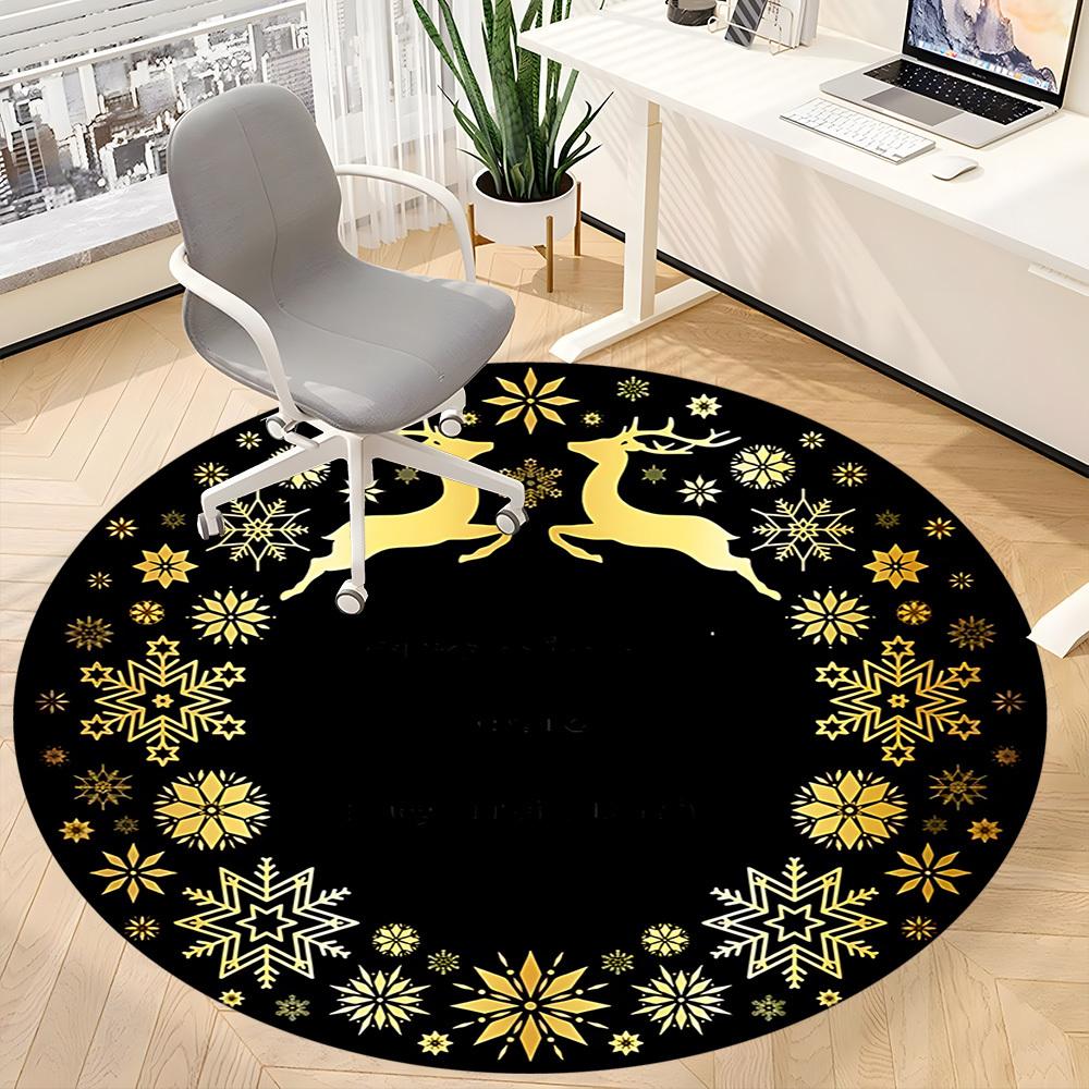 1pc Winter Wonderland Chair Carpet for Office, Indoor Non Slip Washable Polyester Fiber Carpet,