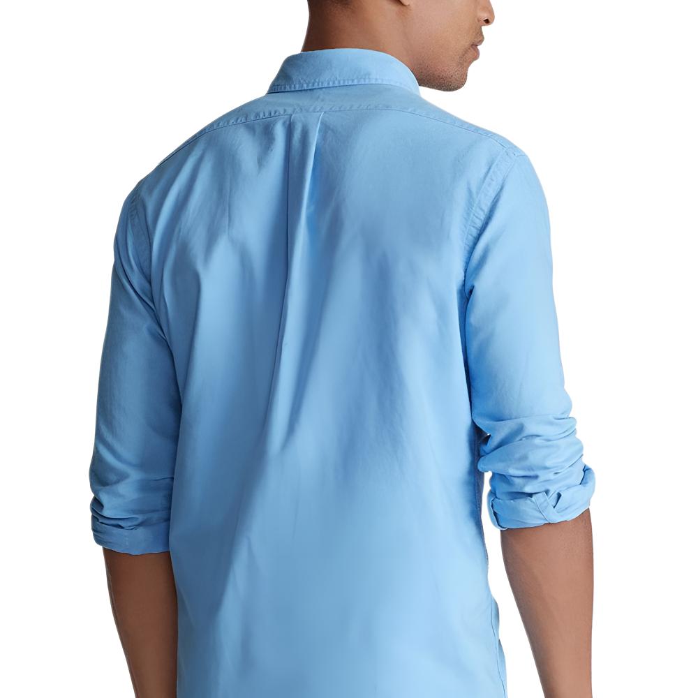Polo Ralph Lauren Ss24 Рубашка Оксфорд с длинным рукавом и вышивкой логотипа Pony Мужские рубашки Светло-голубой 710776635-002