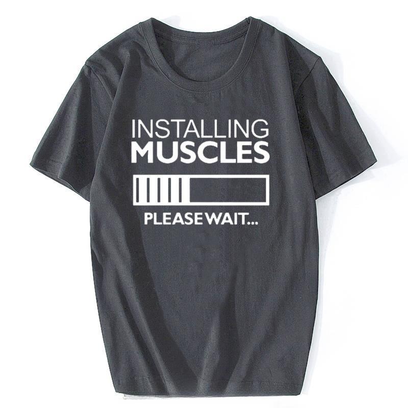 Summer New Unisexs Printed Sports Tshirt Muscle Shirt Outdoor Sports Fitness Top Vintage Cotton Roundneck Casual Clothing