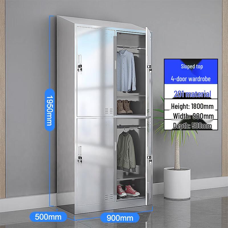 Hygiene-Grade 24-Door Stainless Steel Locker with Sloped Top