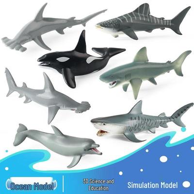Детские игрушки морские животные: Модели Синего кита, Мегалодона, Тюленя, Дельфина, Белой акулы, Тигровой акулы