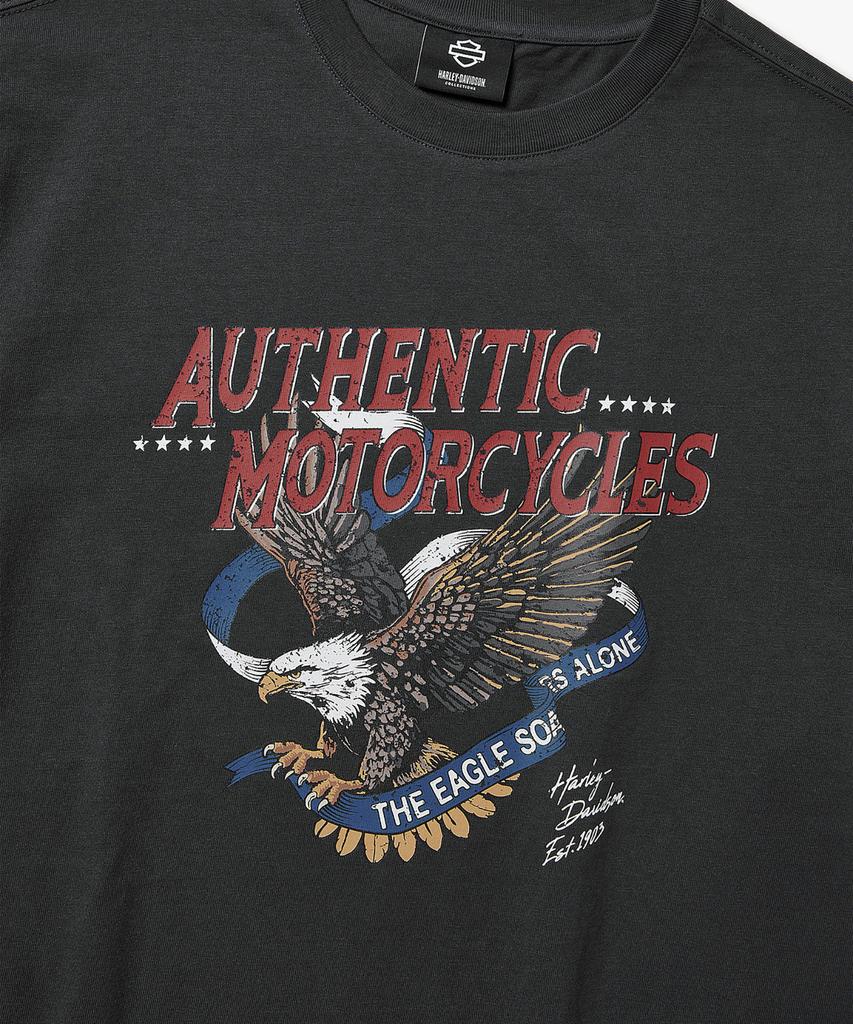 КОЛЛЕКЦИИ HARLEY-DAVIDSON® [Bv] Аутентичная футболка с коротким рукавом 'Орел' Темно-серая_Hh16111056