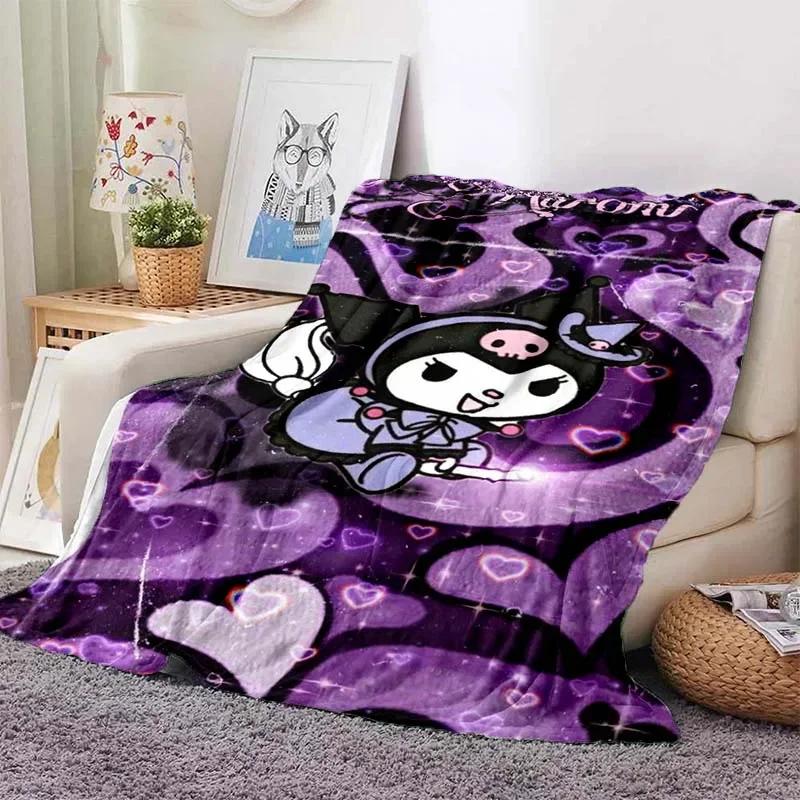 Hellor Kitty Kuromi Printed Blanket Kids Adult Blanket Soft and Warm Bedding for Bed Sofa Outdoor Travel Cover Blanket