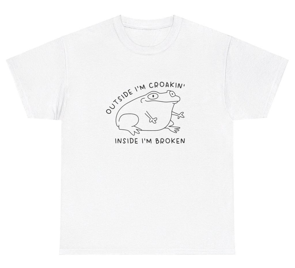 Outside I’m Croaking Inside Broken Frog T Shirt Funny Dank Meme Ironic Gen Z Tee