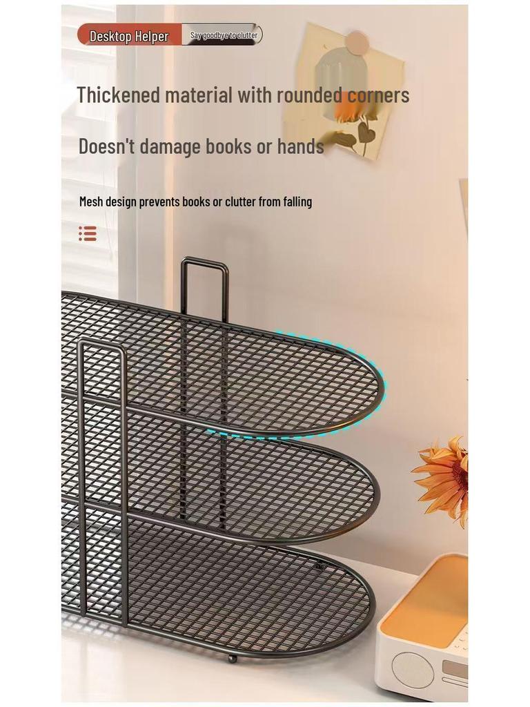 Простая железная настольная книжная полка - Офисный и студенческий органайзер для книг и журналов