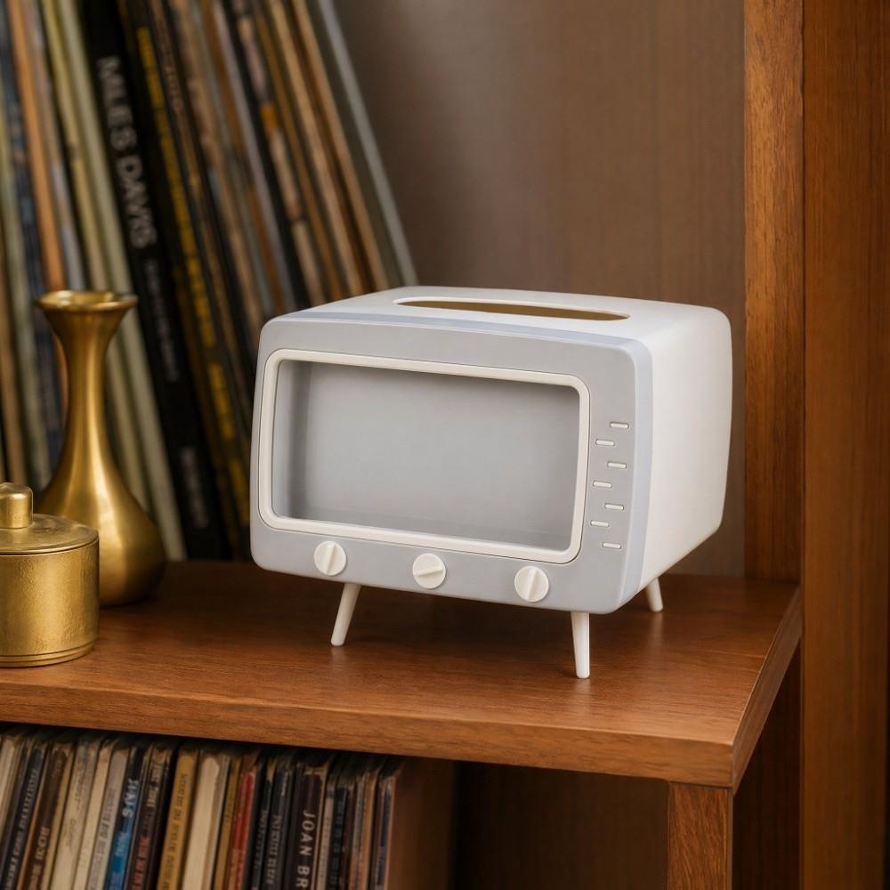 Square TV Desktop Tissue Box Phone Holder Napkins Holder Multi Functional Tissue Dispenser Bedroom