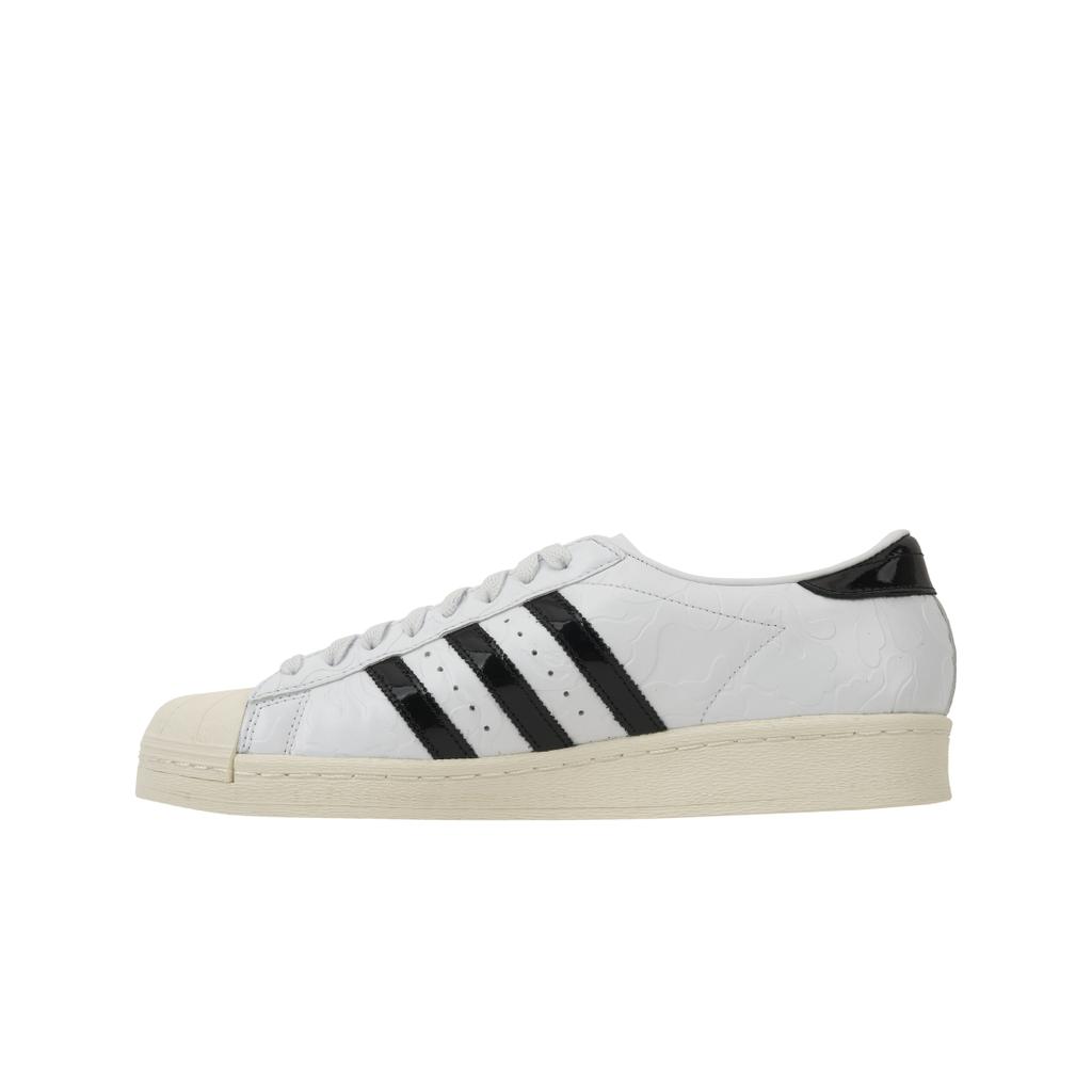 BAPE x adidas Superstar Винтажный Белый Черный Унисекс Кроссовки Облачно-Белый Основной Черный Молочно-Белый JR2701