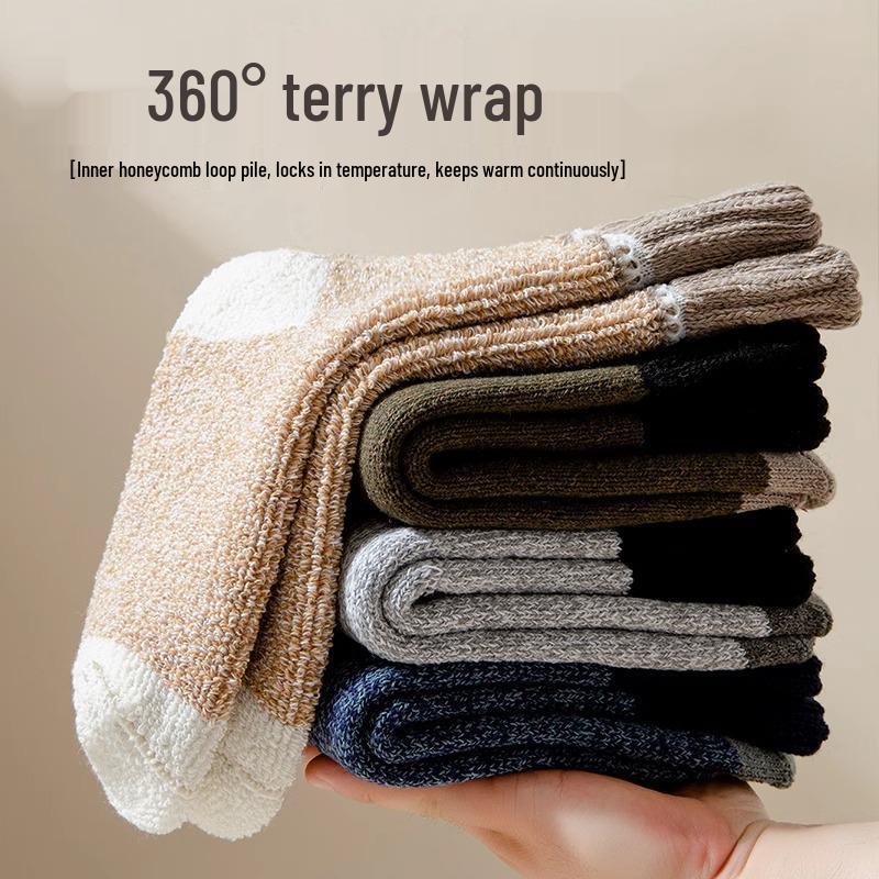 Мужские очень толстые шерстяные и кашемировые носки до середины икры - Зимние теплые, выше колена, с плюшевой подкладкой для пожилых людей