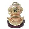 Diving Helmet Copper, Brass Scuba Diving Helmet US Navy Mark V Deep Sea Marine Divers with Wood Base