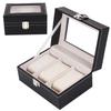 2/3/6/12 Grid PU Leather Watch Box Display Stand Black Storage Box Glass Jewelry Storage Box