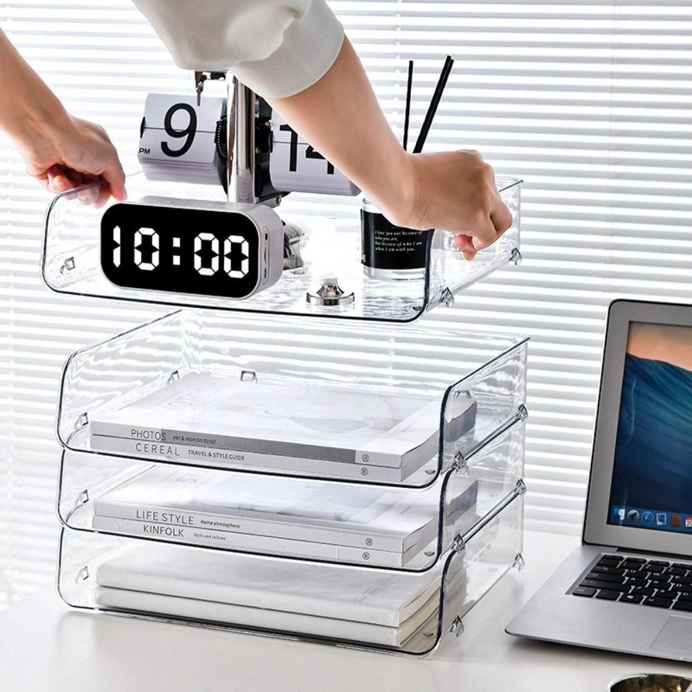 Desktop Organizer A4 File Storage Tray Book Shelf File Organizer Stackable File Rack Certificates