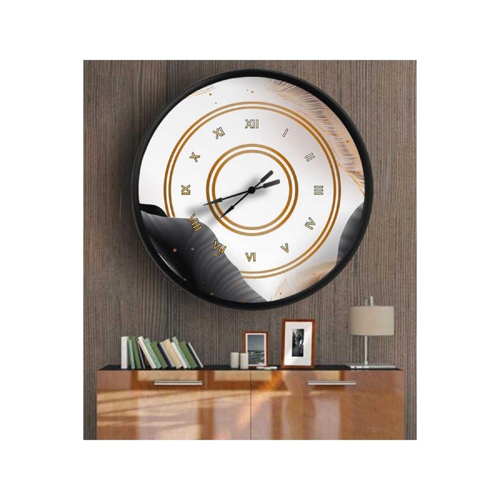 Round Canvas Wall Clock- Elegant Design Decorative 3d Printing -192