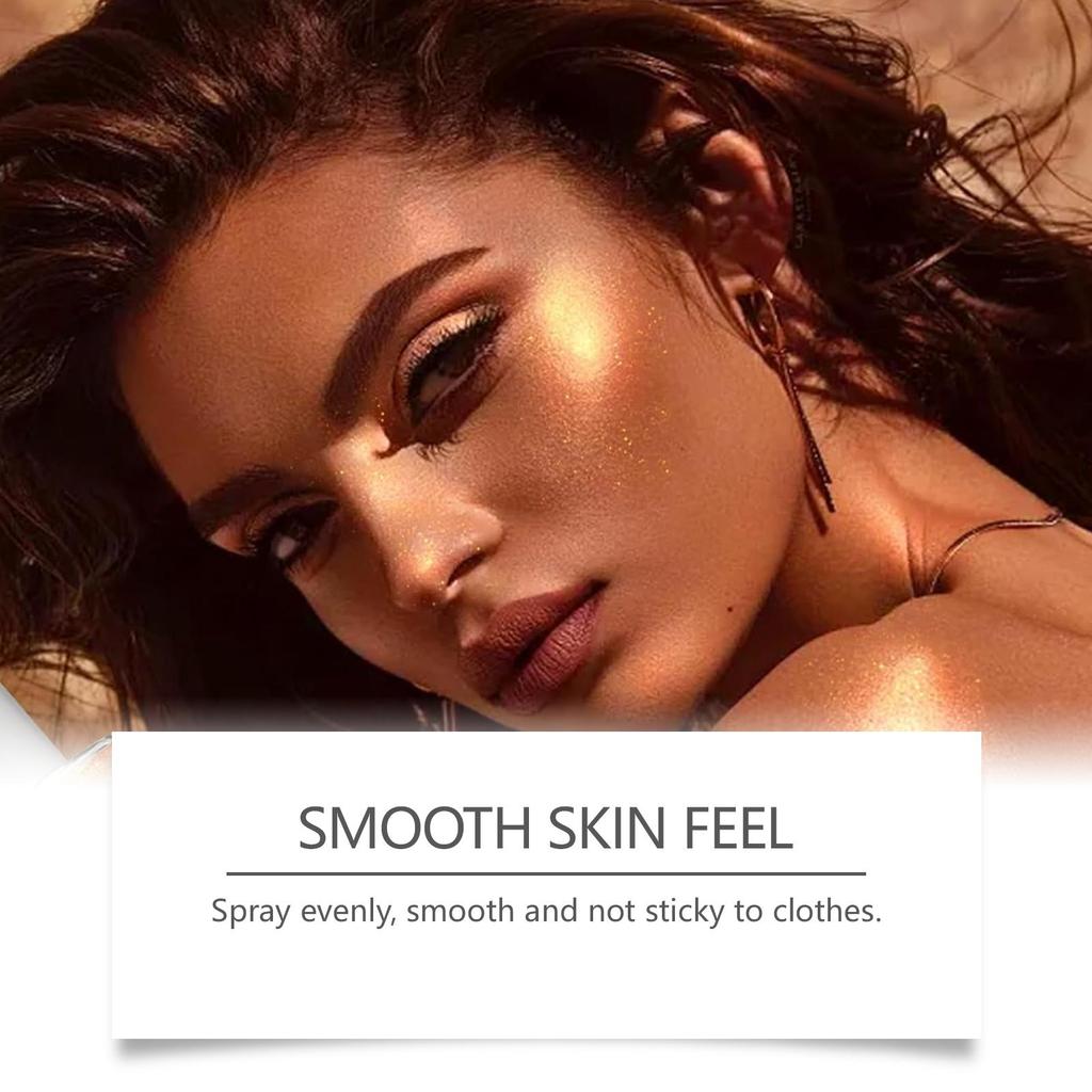 Zephoco Body Glitter Spray Glow Skin Illuminator High Gloss Quick-Drying Highlighter Makeup Cosmetics Bronze Body Shimmer Spray
