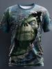 Halloween Men's Optical Illusion 3D Skull Zombies Print T-Shirts Street Men Women Short Sleeve T-Shirt Horror Party Boy Clothing