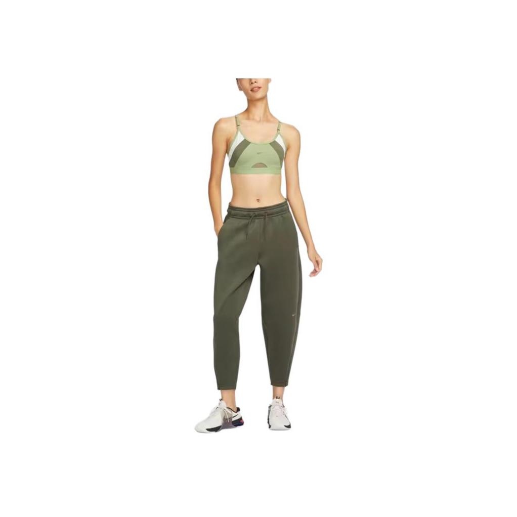 Nike Укороченные трикотажные джоггеры Dri-Fit Solid с высокой талией и шнурком, женские джоггеры цвета хаки и зеленого FB5429-325