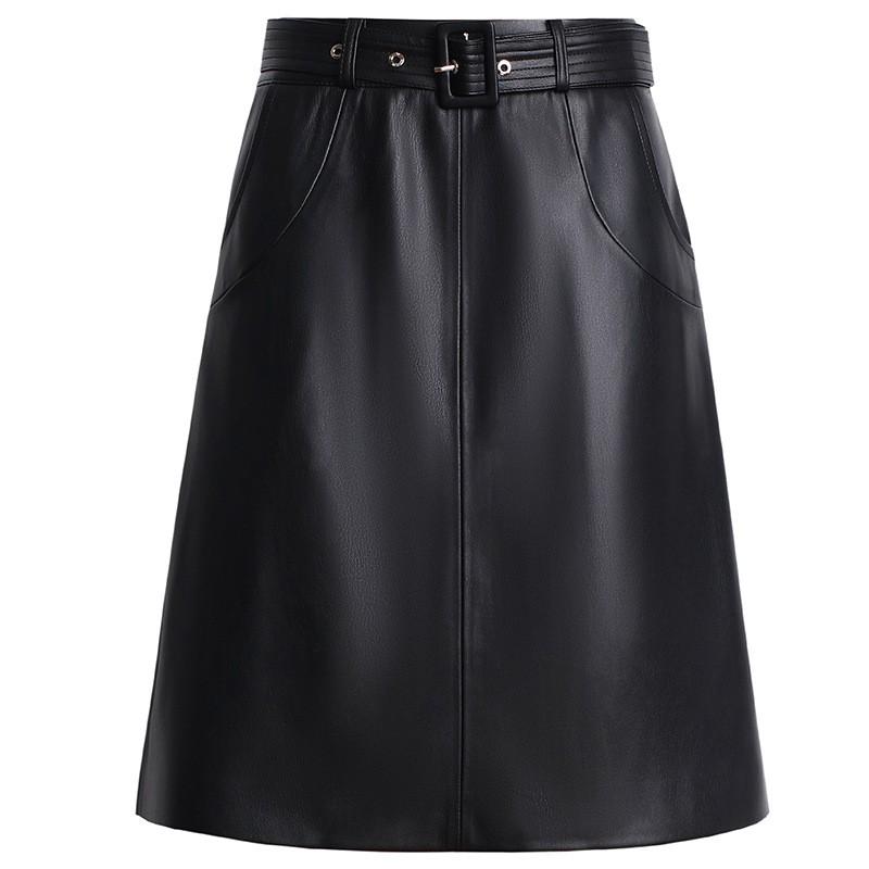 Womens High Waist Straight Midi Skirt Solid Color Sheepskin Blend A-line Fall 2026 Plus Size 26