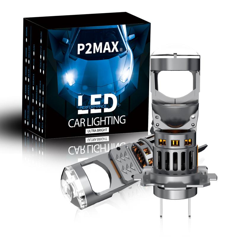 2PCS Ultra Powerful H7 H4 Mini LED Lens Bulbs 6000K White Headlight Plug and Play for Car Headlamp Lights
