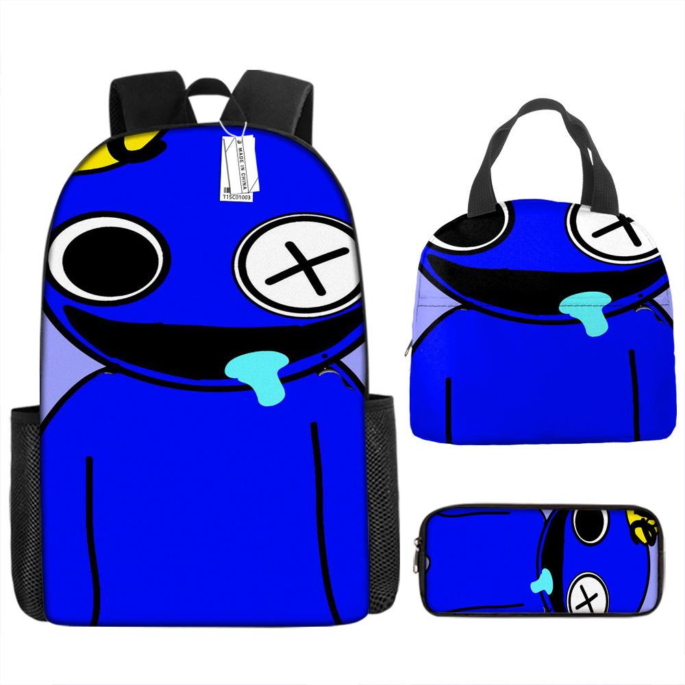 Школьный рюкзак Rainbow Friends Рюкзак Rainbow Friends Набор из трех предметов для учеников начальной школы Большая вместимость Мультяшная сумка для компьютера