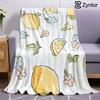 Striped Lemon Floral Ultra Soft Sherpa Fleece Blanket Fluffy Warm Halloween Cozy Throw for Sofa Couch Bedroom Gift All Season