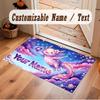Axolotl Theme Soft Crystal Velvet Rug Custom Name & Text Print Non Slip Floor Rug for Bedroom Living Room