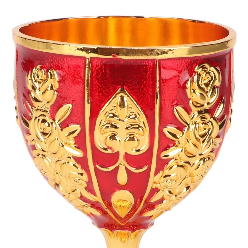 Gold Chalice 4 Inch High Zinc Alloy Retro EmNaBossed Flower Pattern Elegant Pimp Cup for Party Banquet Bar